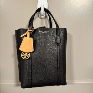 Tory Burch Black Leather Minu Perry Tote Bag
